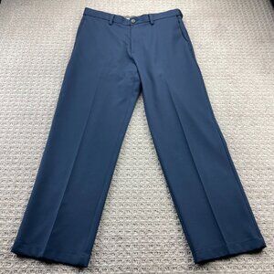 Haggar Cool 18 Pro Dress Pants Men 34 X 29 Navy Blue Classic Fit Formal Preppy